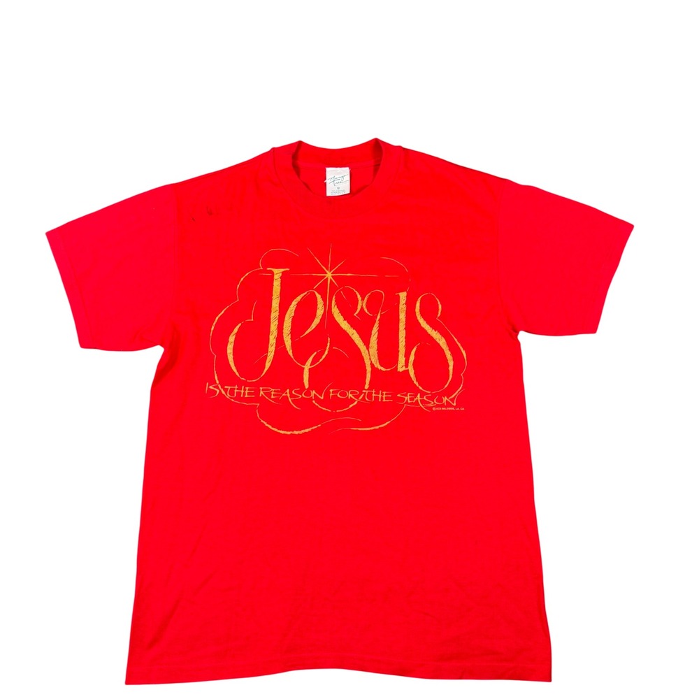 Vintage Mango Tree Jesus Is The Reason For The Season Red Graphic T-Shirt Medium